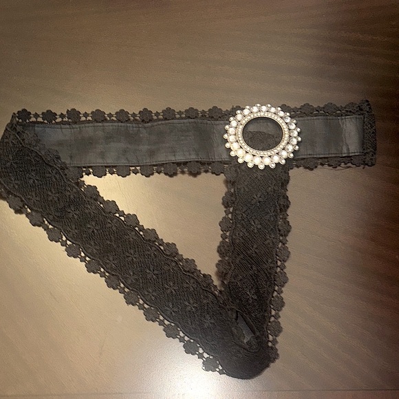 Gorgeous Vintage Black Lace Belt with Silver Rhinestone Buckle main image 6